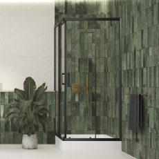 LAVEO BRESSO szögletes zuhanykabin zuhanytálcával, 90x90x185 cm átlátszó üveg/fekete - JKBB796K