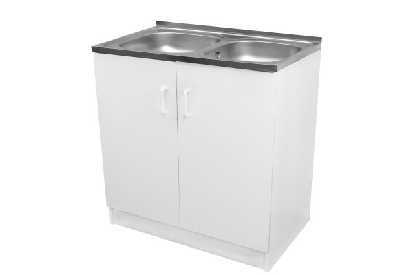 Komplett mosogató szekrény 80x50, nyílóajtós, 2med.tál, fehér front - Image 2