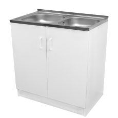 Komplett mosogató szekrény 80x50, nyílóajtós, 2med.tál, fehér front