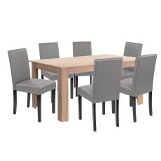 Leon 6+1 étkező garnitúra sonoma tölgy-szürke
