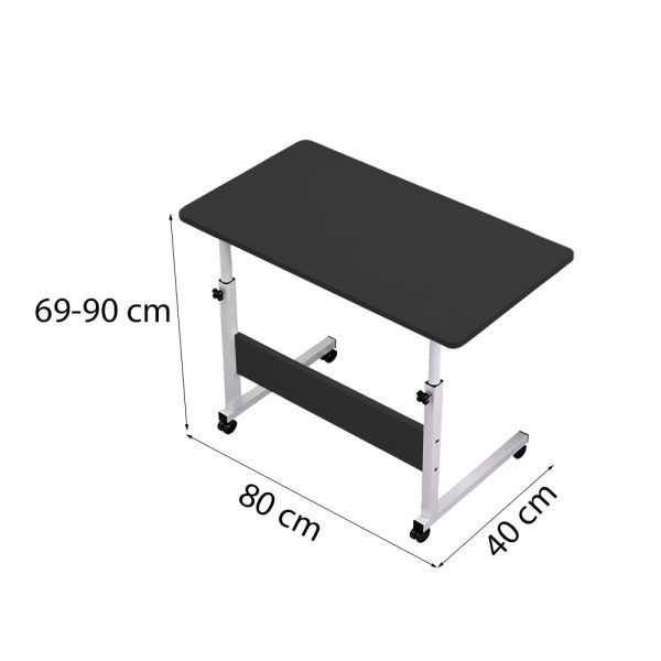 Állítható magasságú laptopasztal 80x40 cm fekete - Image 3