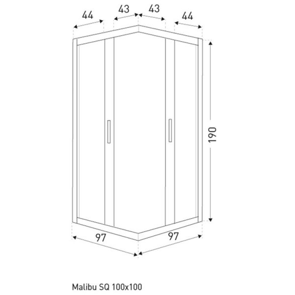 Malibu SQ 100x100 szögletes zuhanykabin zuhanytálca nélkül - Image 2