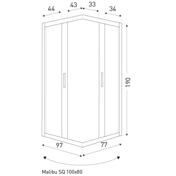 Malibu SQ 100x80 szögletes zuhanykabin zuhanytálca nélkül - Image 2