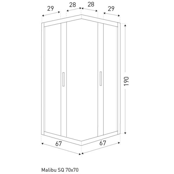 Malibu SQ 70x70 szögletes zuhanykabin zuhanytálca nélkül - Image 2