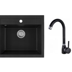 Malibu gránit mosogató szett, matt fekete