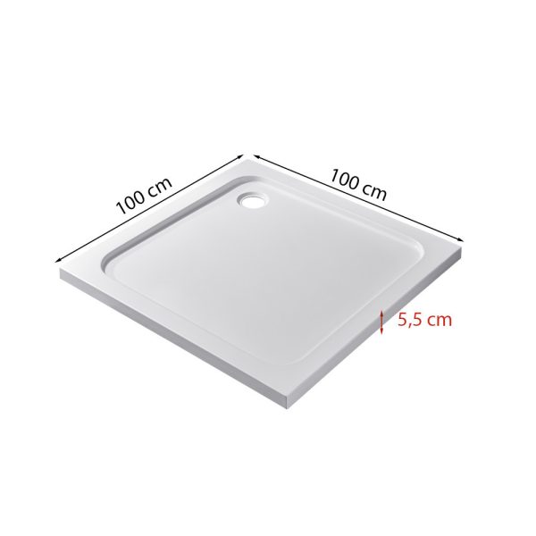 Modena Slim szögletes alacsony akril zuhanytálca 100x100 cm - Image 3