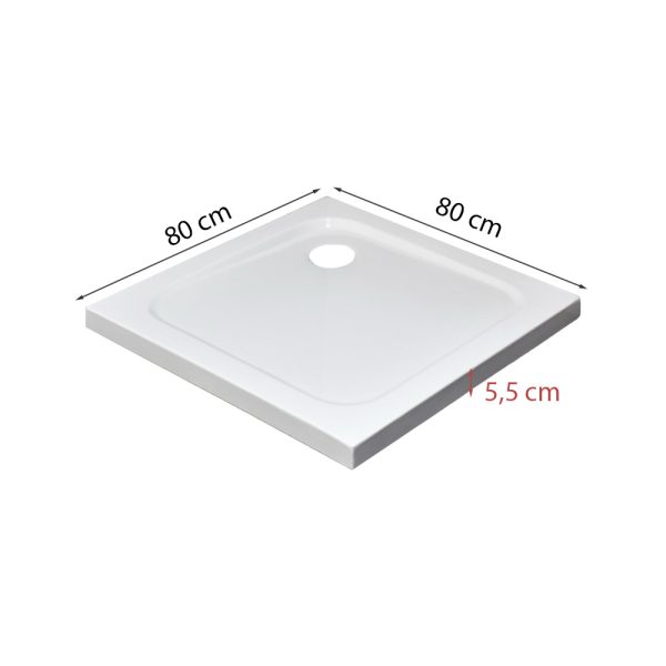 Modena Slim szögletes alacsony akril zuhanytálca 80x80 cm - Image 3