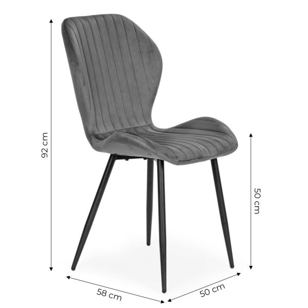 4 db-os szék szett szürke velúr szék - Image 9