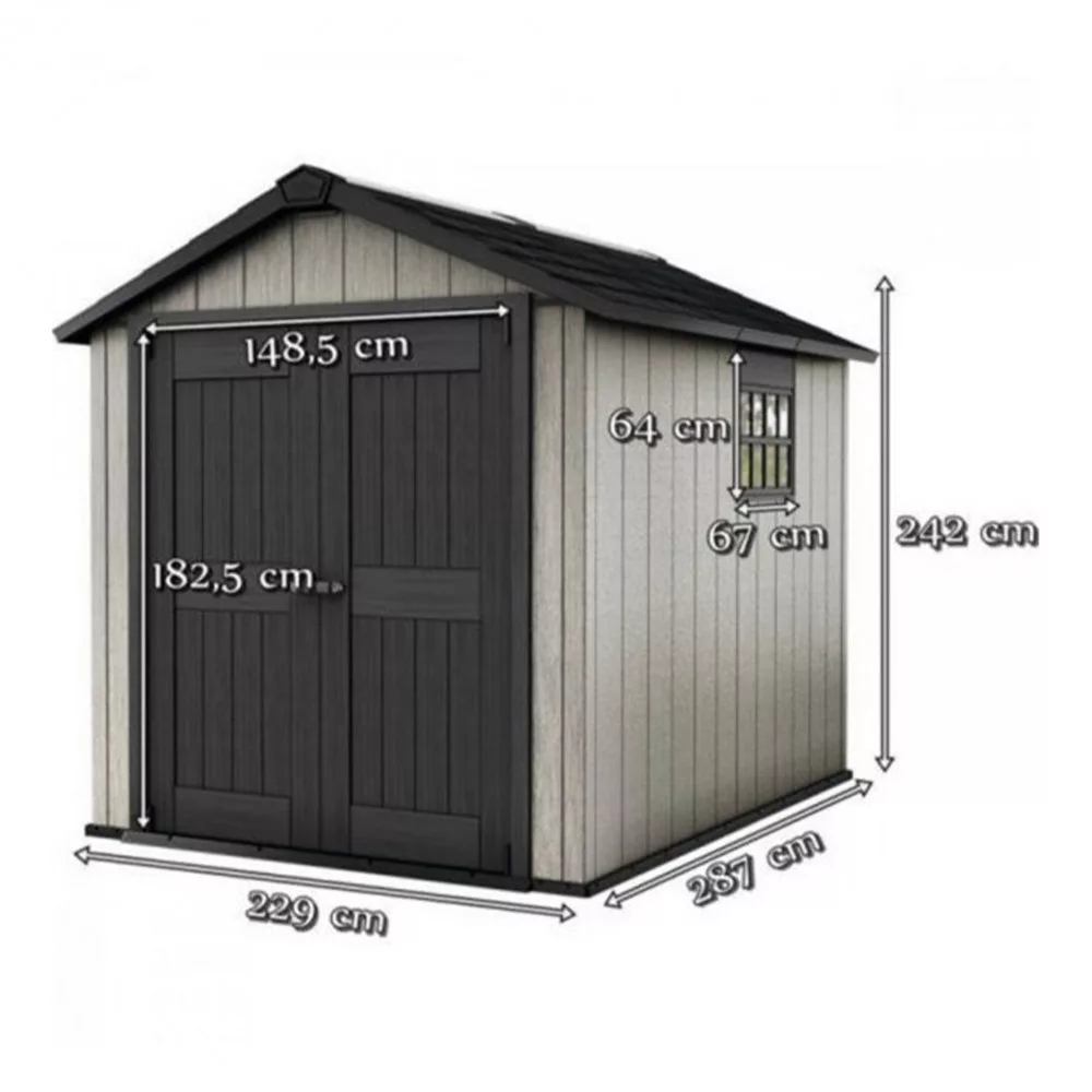 Keter Oakland kerti szerszámos ház, barnás szürke-grafit színben - 228701 - Image 4