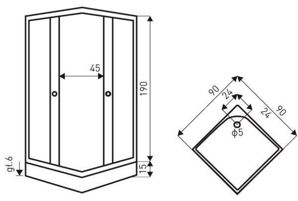 Pico 90 szögletes zuhanykabin zuhanytálcával - Image 2