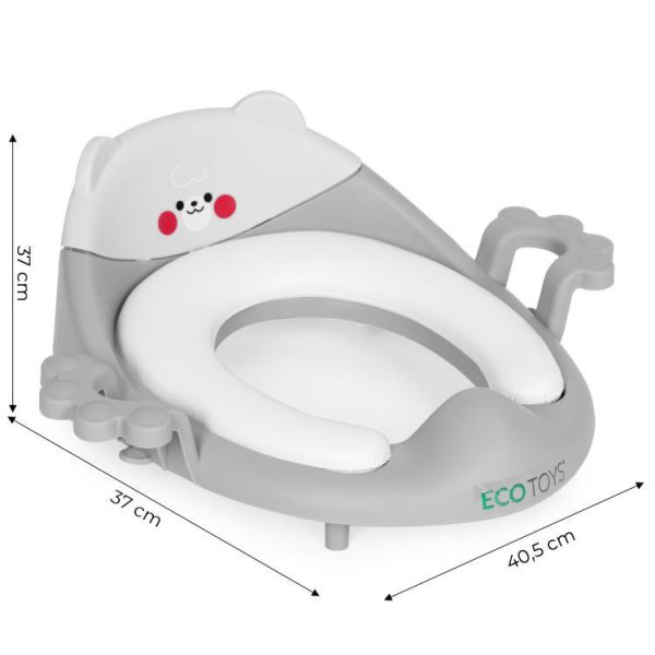 Wc szűkítő ülőke fülekkel puha párnával szürke - Image 6
