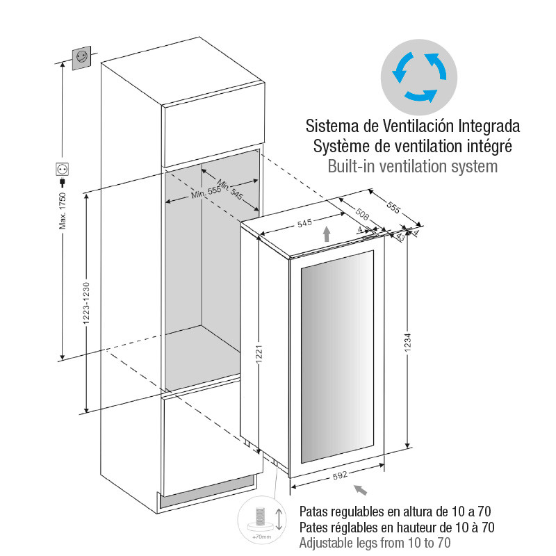Pando PVMAVP 124-70XR Borhűtő - beépíthető, jobbos - Image 2