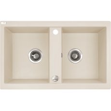 LAVEO BARBADOS jázmin kétmedencés mosogató automata dugókiemelős, helytakarékos szifonnal - SBB_J20T