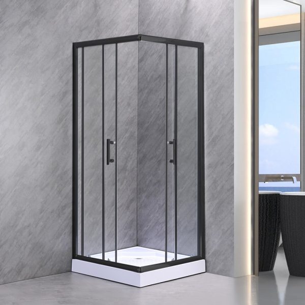 Spirit Clear 80x80 cm szögletes zuhanykabin, zuhanytálcával fekete - Image 2