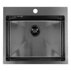 LAVEO MALAWI inox grafit színű beépíthető inox mosogató szifonnal, 50x58x20 cm - SLM_510T