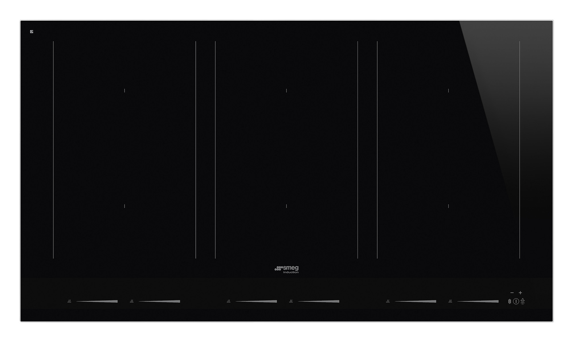 SMEG INDUKCIÓS FŐZŐLAP, Linea design, 90 cm, 6 főzőzóna, 3 MultiZone híd zóna, fekete üveg