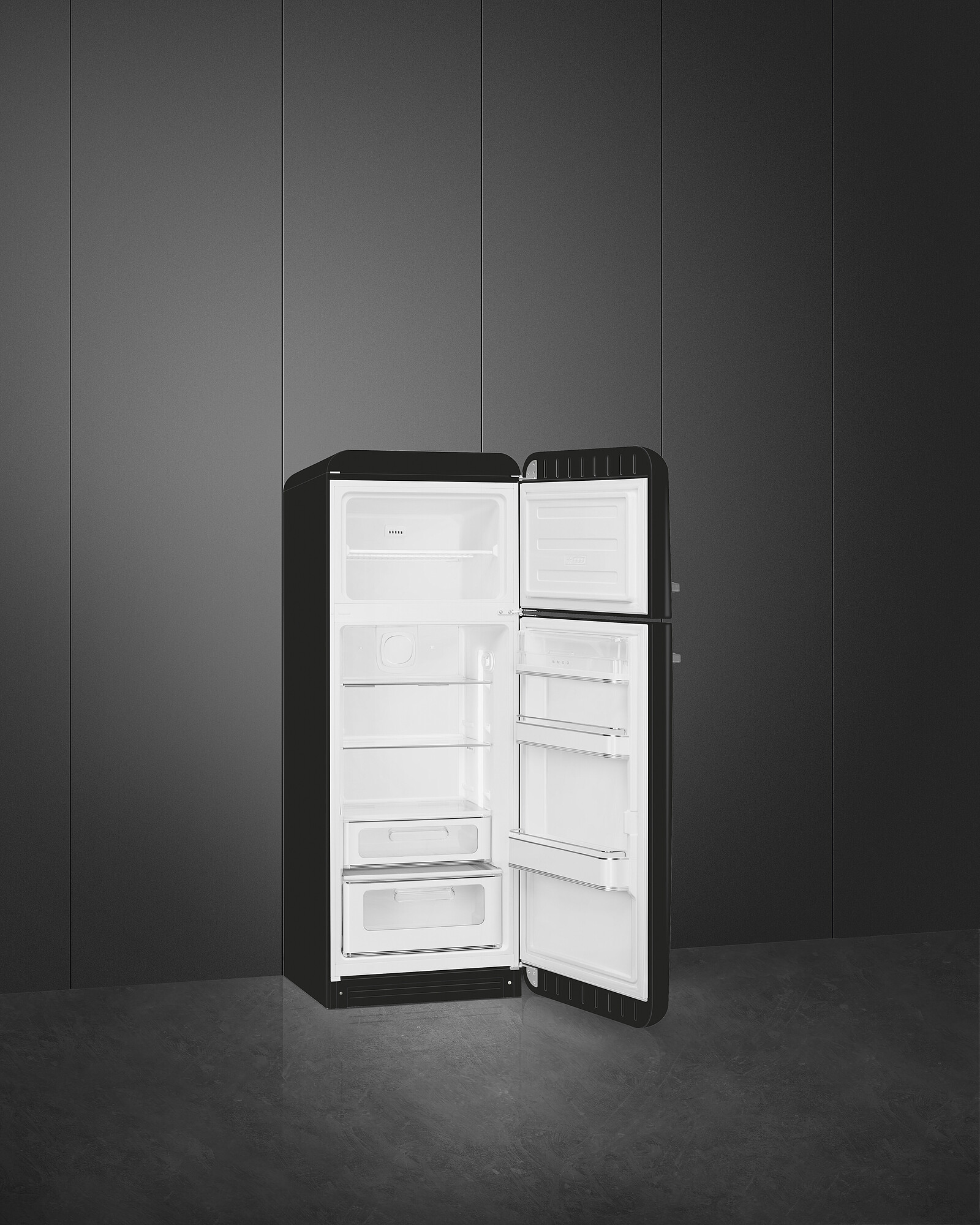 SMEG KOMBINÁLT HŰTŐ ÉS FAGYASZTÓ, retro, 60,1x172 cm, jobb oldali pántok, fekete - Image 2