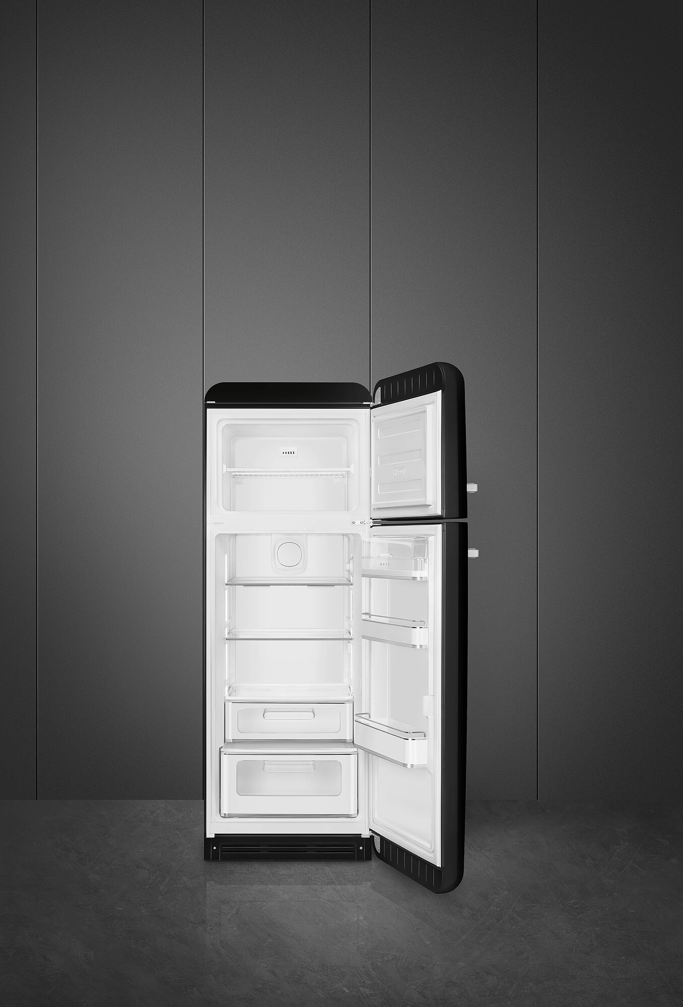 SMEG KOMBINÁLT HŰTŐ ÉS FAGYASZTÓ, retro, 60,1x172 cm, jobb oldali pántok, fekete - Image 6