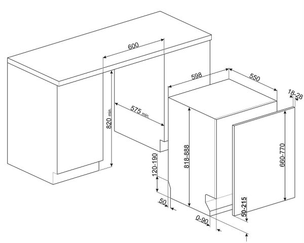 SMEG TELJESEN BEÉPÍTHETŐ MOSOGATÓGÉP, 60 cm, 13 teríték, 10+1 funkció, 42 dB, B energiao., 3 FlexiDuo kosár - Image 2