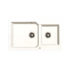 Laveo MILOS 2M 90 kétmedencés gránit jázmin mosogató helytakarékos dugókiemelős szifonnal - SPM_J208