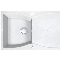 LAVEO MOLOKIN fehér gránit mosogató dugókiemelős szifonnal, 80x50 cm - SPO_611T