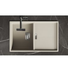 Laveo TONGA bézs csepptálcás gránit mosogató helytakarékos szifonnal - SPT_411T