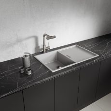 Laveo TONGA szürke csepptálcás gránit mosogató helytakarékos szifonnal - SPT_511T