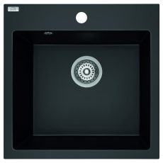 Laveo ALENA matt fekete egymedencés mosogató helytakarékos szifonnal - SRA_710B