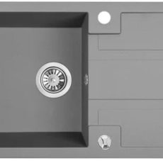 Laveo BARBADOS szürke csepptálcás mosogató dugókiemelős helytakarékos szifonnal - SRB_511T