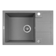 Laveo BARBADOS szürke mini csepptálcás mosogató dugókiemelős helytakarékos szifonnal - SRB_513T