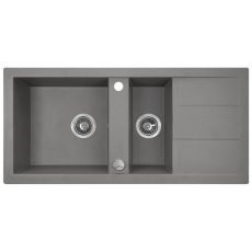 Laveo BARBADOS szürke 1,5 medencés mosogató dugókiemelős helytakarékos szifonnal - SRB_531T