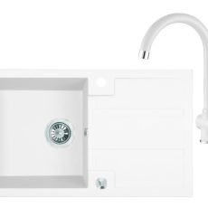 Laveo BARBADOS csepptálcás fehér szett álló csappal dugókiemelős helytakarékos szifonnal - SRB_611TL