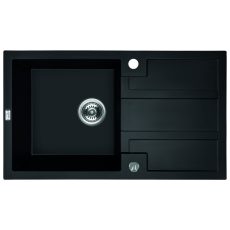 Laveo BARBADOS matt fekete csepptálcás mosogató dugókiemelős helytakarékos szifonnal - SRB_711B