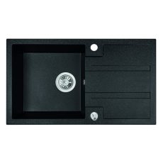 Laveo BARBADOS szemcsés fekete csepptálcás mosogató dugókiemelős helytakarékos szifonnal - SRB_711T