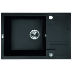 Laveo BARBADOS matt fekete mini csepptálcás mosogató dugókiemelős helytakarékos szifonnal - SRB_713B