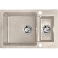 Laveo CELIA 1,5 medencés bézs mosogató dugókiemelős helytakarékos szifonnal - SRC_430T