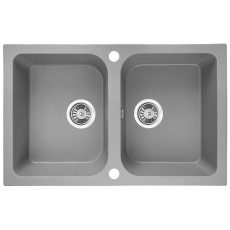 Laveo CELIA szürke kétmedencés mosogató dugókiemelős helytakarékos szifonnal - SRC_520T