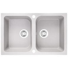 Laveo CELIA fehér kétmedencés mosogató dugókiemelős helytakarékos szifonnal - SRC_620T