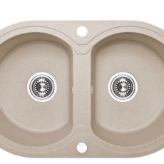 Laveo DAFNE kétkör bézs mosogató dugókiemelős helytakarékos szifonnal - SRD_420T