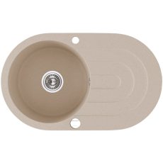 Laveo DAFNE egykör csepptálcás bézs mosogató dugókiemelős helytakarékos szifonnal - SRD_481T