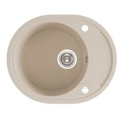 Laveo DAFNE egykör mini csepptálcás bézs mosogató dugókiemelős helytakarékos szifonnal - SRD_483T