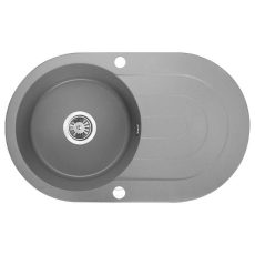 Laveo DAFNE egykör csepptálcás szürke mosogató dugókiemelős helytakarékos szifonnal - SRD_581T