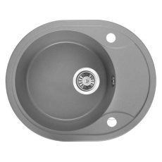 Laveo DAFNE egykör mini csepptálcás szürke mosogató dugókiemelős helytakarékos szifonnal - SRD_583T