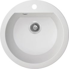 Laveo DAFNE egykör fehér mosogató csaplyukkal, helytakarékos szifonnal - SRD_680T