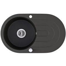 Laveo DAFNE egykör csepptálcás szemcsés fekete mosogató - SRD_781T