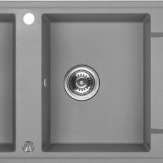 Laveo MEGALO kétmedence csepptálcás szürke mosogató dugókiemelős helytakarékos szifonnal - SRE_521T