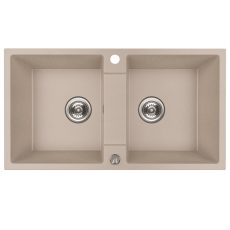 RIO 2M kétmedencés gránit bézs mosogató szifonnal, 80x44x18,6 cm