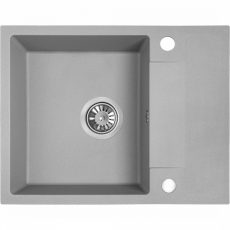 Laveo RAB MINI szürke csepptálcás mosogató helytakarékos szifonnal, csaplyuktakaró dugóval - SRF_513Y