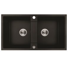 RIO 2M kétmedencés gránit fekete mosogató szifonnal, 80x44x18,6 cm