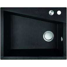 Laveo GRENADA csaplyukas matt fekete mosogató automata dugókiemelős, helytakarékos szifonnal - SRG_710B